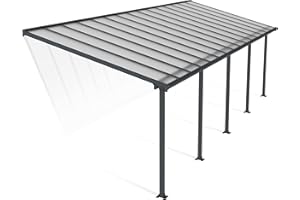 Canopia by Palram Terrassenüberdachung Alu Olympia 3X9.15 Polycarbonat Hohlkammerplatten Pergola 924 x 295 cm Grau zur Überdachung ihrer Terrasse