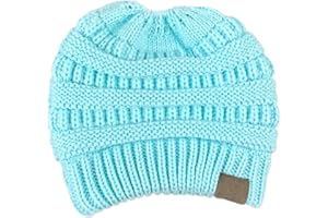 ALTARTAR Aikowener Gorro de Punto de Mujer con Trenzas Agujero Bufanda de Punto Bufanda Gorro de Invierno de Punto para niñas (20 x 21 cm, Azul)