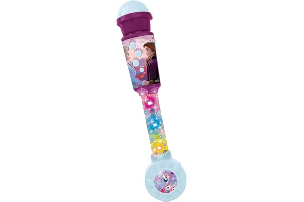 Lexibook- Frozen La Reine des Neiges Microphone Enfant, Jeu Musical, Haut-Parleur intégré, Effets Lumineux, Prise Aux-in, Violet/Bleu, MIC90FZ