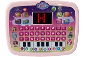 HINAA Giocattolo per Tablet per Bambini,Giocattoli educativi per Bambini Laptop - Tappetino per Bambini con Giochi didattici con Schermo a LED per Bambine da 1 a 4 Anni