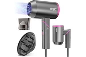 Föhn Ionen Haartrockner mit Diffusor - DEWILY Profi Fön Reisefön Klappbar Klein，Haarföhn lockenföhn leise mit 1 diffusor locken aufsatz， 1 Stylingdüse， Hair Dryer mit 3 Heizstufen