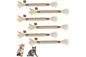 HENGBIRD 6 sztuk patyczków do żucia dla kotów, bio, patyczki do czyszczenia zębów, do pielęgnacji zębów, dla kotów, do pielęgnacji zębów i przeciw nieświeżemu oddechowi, 6 sztuk