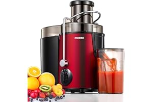 FOHERE Licuadora para Verduras y Frutas 400W de Acero Inoxidable, 3 Velocidades Extractor de Zumos y Verduras con, Extractor de Jugos con Función Antigoteo, Cepillo Incluido, Fácil de Limpiar