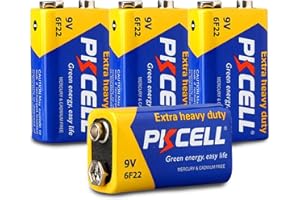 Pile 9V 6F22 Carré Haute Performance pour Détecteurs de Fumée,Voiture Télécommandée - 4 Pièces - PKCELL