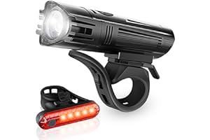 Defurhome Super Bright Bike Light Set, Powerful LED USB Rechargeable Front Headlight and Back Taillight, 2000mah Lithium Battery, Waterproof, 4 Lighting Modes Mountain Road Bicycle Lights