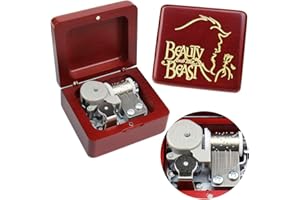 Sinzyo Beauty and The Beast Pozytywka drewniana Boże Narodzenie Walentynki Prezent urodzinowy (Czerwone drewniane pudełko)