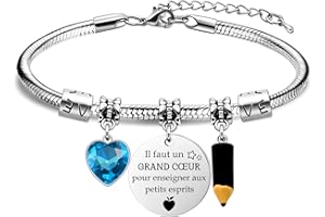 HEYEJET Original Merci Cadeaux Bracelet Cadeau pour Enseignante Maîtresse Professeur Institutrice Femmes Cadeau de Retraite, Cadeau d'Adieu Partir Cadeaux