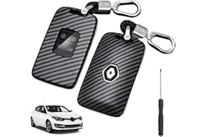 SWIFTCTRL Cover Chiave 4 Pulsanti in Fibra di Carbonio per Re-nault Koleos Kadjar Talisman Captur Espace Clio Megane 2016-2025 – Protezione Antigraffio e Antiurto, Vestibilità Precisa per Chiavi Re-nault