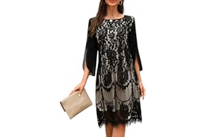 COOAN Damen Formales Festliche Kleid Hochzeitsgäste Kleider Cocktail Spitze Pailletten Evening