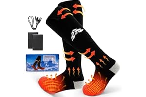 ALLXNOX Beheizbare Socken für Männer & Frauen, 5V 5000mAh Batterie Beheizte Socken USB Wiederaufladbar, 3 Temperaturein Stellungen Elektrische Heizsocken, Waschbar für Camping, Radfahren, Wandern