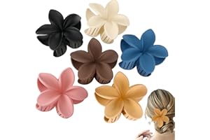 WILLIYATT Lot de 6 pinces à cheveux en forme de fleur, antidérapantes, mates, design pétales, pour femme, cheveux épais à fins, tendance, mignons, tenue forte, cadeau pour cheveux, 6 couleurs
