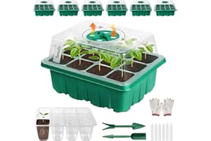 Ujaxjaxi Zimmergewächshaus Anzuchtkasten, Mini Gewächshaus Anzucht Gewächshaus mit erhöhten Deckel, Anzuchtset Treibhaus Anzuchtschale mit Deckel für Pflanze Aussaatschale (6 Stück)