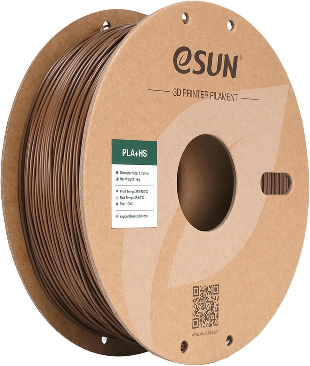 eSUN Filament PLA+ de 1,75 mm, ePLA+HS haute vitesse 1kg brun | Ténacité améliorée et précision +/- 0,03 mm. Plus résistant que le PLA standard. Excellente adhérence pour imprimante 3D.
