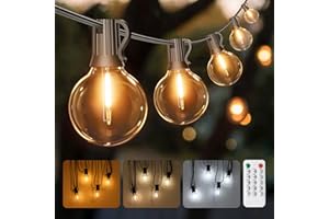 ‎EHAHO Ehaho 17M Lichterkette Aussen Dimmbar | Warmweiß Neutralweiß Kaltweiss | Lichterkette Outdoor mit 20+3 Stk G40 Glühbirnen | IP65 Wasserdicht LED Lichterkette Außen Strom für Balkon Garten Party