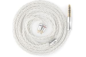 KBEAR 2Pin IEM-kabel, 5N 8-kärnig OFC silverpläterad 120 cm HiFi med 4.4 mm-kontakt, kompatibel med SuperMix 4, Kiwi Ears Aet
