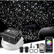 SUNKENET 16W Sterrenhemel glasvezel licht voor auto/thuis, glasvezelkabel 650pcs*0.75mm*4m Star plafondlampen kit met Bluetooth-app/afstandsbediening/ muziekmodus
