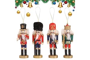 MAIBAOTEMBT Navideño Cascanueces de Madera, 4 Piezas Soldado Cascanueces Marioneta, Cascanueces Decoraciones Navideñas, Estatuilla de Figura de Soldado Cascanueces, para Hogar Árbol de Navidad Decoración