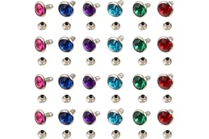 ULTNICE 120Pcs 8mm Crystal Rivets Rhinestone Rivets Studs Rapid Rivets Studs Buttons Spots Studs Diamond Nailhead Spikes Rivets for DIY Craft Leather Purse Bags Making