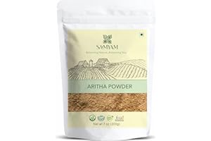 SAMYAM Aritha/Reetha (Waschnuss) Pulver (Sapindus Mukorossi) – 200 g Packung, natürlicher Haar- und Kopfhautreiniger
