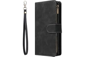 JEELAR NEINEI Funda para Xiaomi Redmi Note 9 Pro/9S,Carcasa PU Cuero Libro con [Soporte Plegable] [Ranura para Tarjeta] [Diseño de Cremallera],Flip Magnético Phone Cover Case,Negro