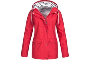 LUCKME Women's Waterproof Jacket with Hood Outdoor Ladies Summer Rain Jackets Lightweight Quick Dry Zipper Windbreaker Raincoat Windproof Waterproof Coat Light for Hiking Cycling Camping