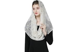BEAUTELICATE Velo di Pizzo Chiesa Sposa Mantilla Velo Cattolica Sciarpe Scialle di Pizzo Copricapo Foulard Messa In Latino V116