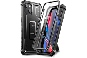 Dexnor Etui do iPhone'a 13/14 z wbudowanym ochraniaczem ekranu wojskowej jakości Heavy Duty przód i tył 360 pełne body odporne na wstrząsy etui z podstawką - czarne