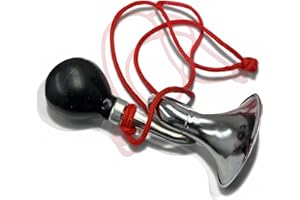 VAULTED SKULLS & CO Metal Clown Horn | Retro Clown Horn | Metal Honking Horn | Clown Prop Horn | Loud Circus Bulb Horn | 6.5 Inches | Black/Silver