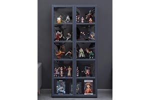 CHAANG vitrinas para colecciones vitrina expositora vitrina vitrina cristal vitrinas de cristal Marco de bambú natural, la puerta del gabinete está dividida, sellada y a prueba de polvo, fácil de instalar y