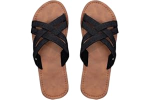 GORGLITTER Płaskie sandały damskie na lato, z paskiem w stylu boho, z otwartymi palcami, sandały rekreacyjne, letnie sandały, plażowe, buty outdoorowe, modne kapcie