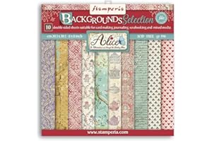 Stamperia International Mini bloc-notes de scrapbooking double face Alice - 20,3 x 20,3 cm