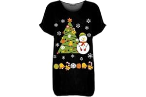 Fashion Star Womens Snowman Tree Candy Xmas Baggy T Shirt
