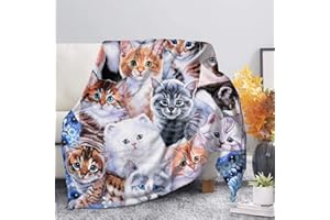 Woisttop Kuschelige Kuscheldecken mit Kätzchen-Collage für Sofa, Bett, Couch, als Heimdekoration