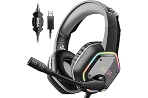 EKSA Casque Gaming, Casque Gamer USB avec Son Surround 7.1, Casque ps4 avec Micro Antibruit et Lumière RVB, Casque Audio pour PC/PS4/PS5/Laptop