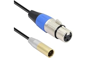 MEIRIYFA Câble adaptateur mini XLR mâle vers XLR femelle, XLR femelle vers mini XLR mâle à 3 broches, câble audio pour appareil photo Blackmagic Pocket 4K, assistance vidéo 4K, 0,3 m