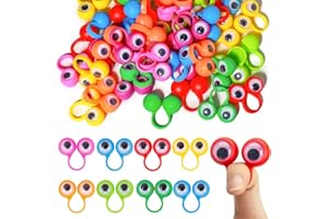 Felly 100 Piezas Marionetas de Dedo de Ojos, Juguete de Anillo con Ojos para Niños, Colorido Eye Finger Toy, Juego de Roles Espectáculo de Marionetas, Recuerdos de Fiesta de Cumpleaños de Halloween