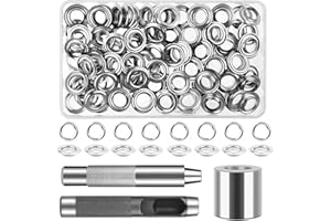 vvhippo 120 Pièces Trousse à Oeillets pour Bâche, Diamètre Intérieur 12mm, Grommet Kitavec 3 pièces Outil, Ensembles Oeillets pour Toile Bâche, Chaussures, Vêtements, Chapeau