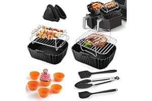 JUGGPENG 18 sztuk akcesoriów do frytkownicy na gorące powietrze Ninja, Airfryer, akcesoria do Ninja Foodi AF400EU AF300EU 7,6L-9,5L, Innsky Balter 8L, Devology Cecotec 9L, Emerio, Princess, Innsky, COSORI,