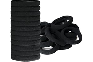 Hanyousheng Gomas de Pelo, 50 Piezas Gomas Pelo Mujer, 8 mm Gomas de Pelo de Algodón Negro sin Metal, Grande Coleteros Elásticos Banda de Pelo Elástica Coletero para Pelo Grueso Pesado y Rizado