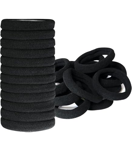 JASVERLIN Zwarte Haarelastiekjes, Paardenstaarthouder Zonder Metaal, Scrunchies, Vlecht Accessoires voor Vrouwen en Meisjes, Dik, Beschadigingsvrij, 4 mm, 50 Stuks
