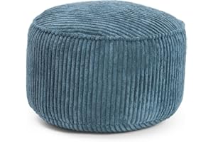 Lumaland Worek do siedzenia ze sztruksu, kompaktowa pufa gamingowa 50 l z funkcją 3 w 1: wygodny taboret, praktyczny stół i stylowy podnóżek do wnętrz, Ø 25 x 45 cm, ciemnoniebieski