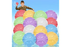 HMIL-U Reusable Silicone Water Balloons - 16PCS Magnetic Self Sealing Balloons with Mesh Bag - Outdoor Water Games for Kids/Adults