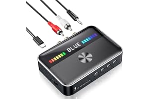 Lottsall Trasmettitore Bluetooth TV, ricevitore Bluetooth 2 in 1, adattatore jack 5.3 per TV, stereo, trasmettitore audio senza fili, ricevitore jack per auto, aereo, nero