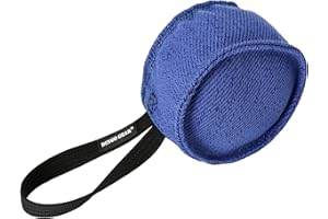DINGO GEAR WWW.DINGOGEAR.COM 1977 DINGO GEAR Berta Tug Toy in a Drum Shape for Bite Training, K9, IGP, Fetch, Obedience, Dog Sports, Hand Sewn Strong Stitching French Material Bite Tug 1 Handle, Blue (S00093)
