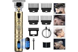 LOVPIS Tondeuse Barbe Homme, Professionnelle Tondeuse Cheveux, Rasoir Electriques Rechargeable, Afficheur LED, T-blade Tondeuse Finition pour Coupe et Contours Barbe
