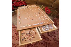 Bits and Pieces 47271 A132 Holz-Puzzleplatte mit glatter Faserplatte – Vier Schubladen runden Dieses Puzzle ab