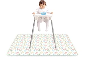 CBWERBB Baby Splash Mat for Under High Chair,51 Inch Waterproof Nonslip Baby Splat Floor Mat,Portableand Reusable Picnic Pad Table Cloth,Washable Messy Mats for Art/Crafts/Painting/Playtime(Colorful)