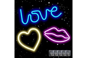 PANTHEM Lot de 3 panneaux néon lumineux à en forme de cœur alimentés par batterie ou USB, décoration murale à suspendre pour chambre à coucher, jeu, bar, fête, chambre d'enfant