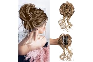 YSDQS HAIR Claw Clip Messy Bun Hair Piece Tousled Updo Hair Buns Extension Elastic Hair Band Hair Pieces Curly Hair Bun Scrunchie For Women (Mix Blonde)