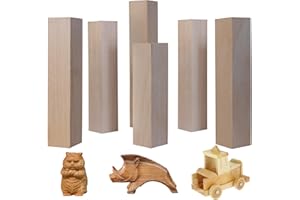 MINGSH 6Pcs Basswood Carving Blocks, 3 Size Smooth Unfinished Blocks,DIY Carving Kit,Shaping,Painting Creative Art Craft,Natural Whittling Blocks for Carving Beginners and Professional